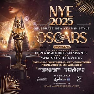 Oscars Night at The Diplomat Radisson Blu Hotel, Residence & Spa – New Years Eve Events Bahrain Mega Deals Best Online Shopping Deals and Discounts in Bahrain, GCC