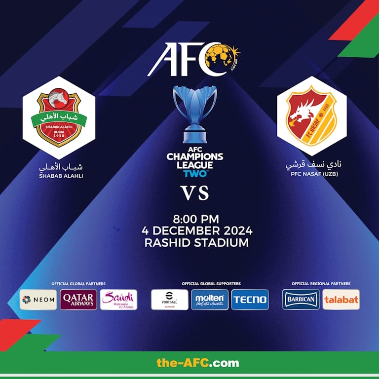 Shabab Al Ahli FC (UAE) vs PFC Nasaf (UZB) – AFC Champions League Two – Sports Events Bahrain Mega Deals Best Online Shopping Deals and Discounts in Bahrain, GCC