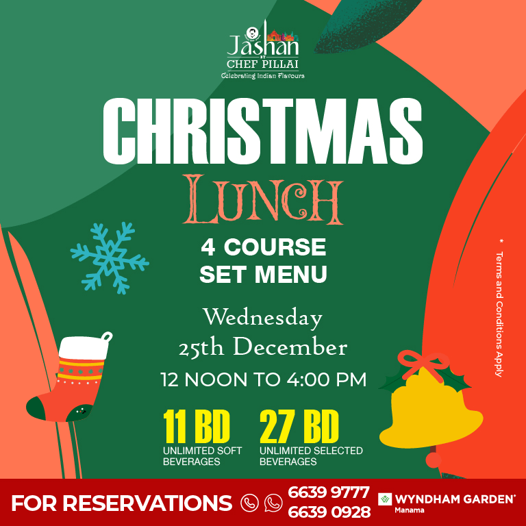 Christmas Day Lunch at Jashan by Chef Pillai – Christmas Events Bahrain Mega Deals Best Online Shopping Deals and Discounts in Bahrain, GCC