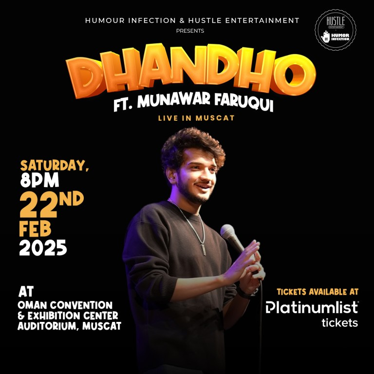 Dhandho Ft. Munawar Faruqui Live in OCEC Auditorium in Muscat – Comedy Events Bahrain Mega Deals Best Online Shopping Deals and Discounts in Bahrain, GCC